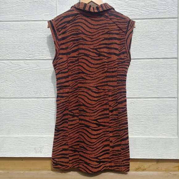 Free People animal print brown black tiger stripe mini dress button down Small - Picture 4 of 16